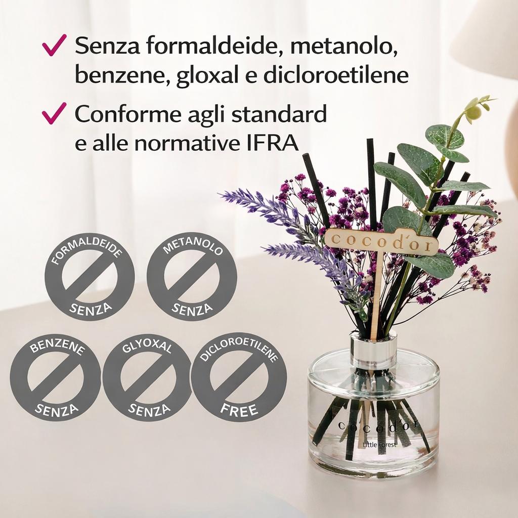 Cocodor April Breeze Diffusore a Bastoncini 200 ml – Profumatore per Ambiente Floreale con Bacche Dolci, Note Polverose e Fiori Decorativi Lavanda/Gypsophila - immagine 8