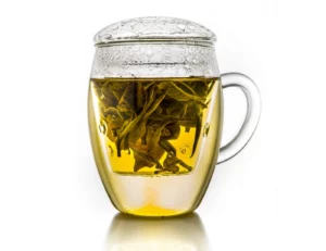 Bicchiere Da Tè Creano Con Filtro E Coperchio In Vetro 400 Ml