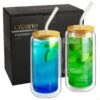 Bicchieri Creano doppia parete 360 ml con bambù e cannuccia