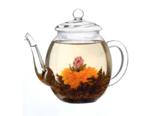 Teiera In Vetro Creano 500 Ml Con Coperchio Per Tè In Fiore